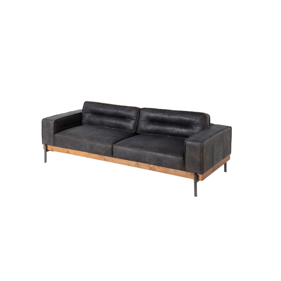 Casoria 3 Seater Leather Sofa - Antique Ebony image 0